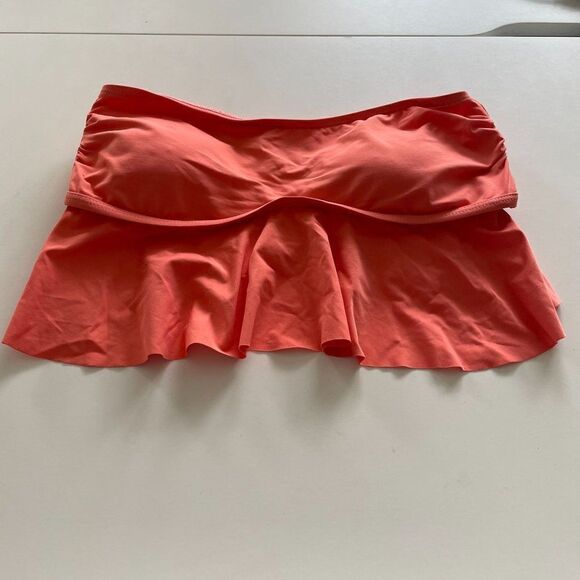 L*Space Lynn Ruffle Bikini Tube Swim Top Peach Pink Fruit Punch Sz Medium - Picture 2 of 5